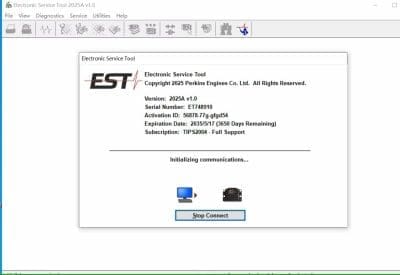 Perkins EST 2025A Diagnostic Software + Factory Password 18 Bit – With Kg